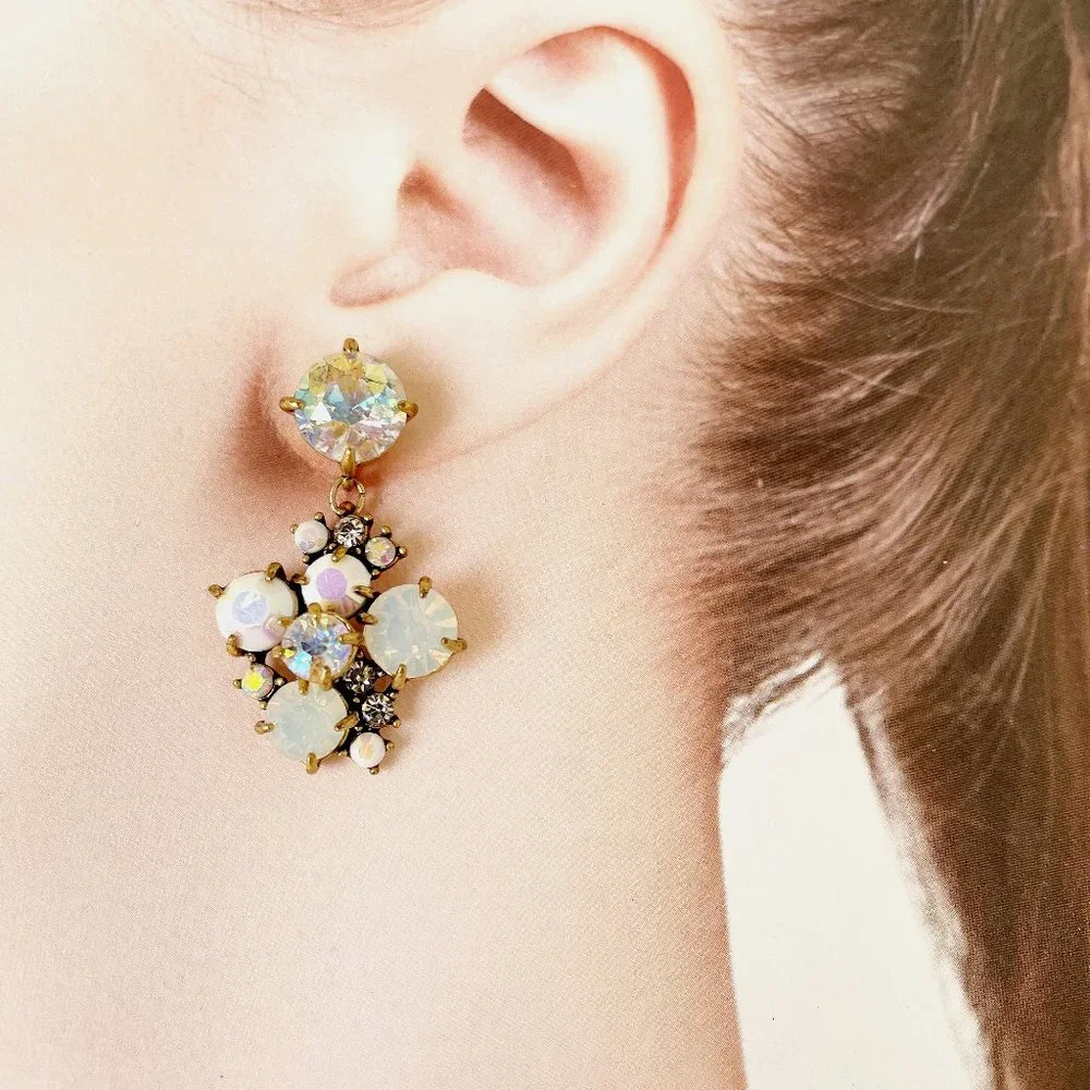 J Crew Aurora Borealis Crystal Dangle Earrings - Picture 5 of 7
